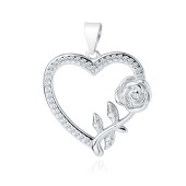 Pandantiv argint inima cu trandafir si pietre DiAmanti Z1984CR_W-DIA